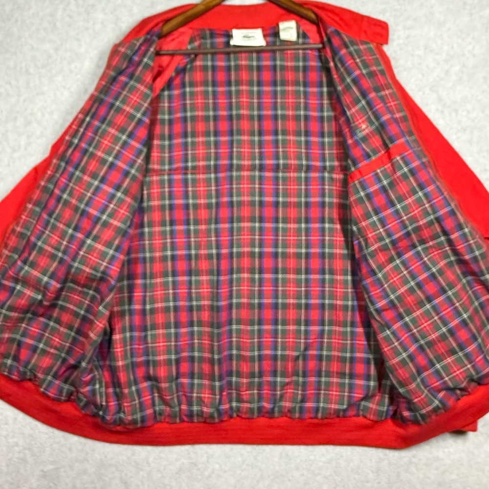 Vintage Izod Lacoste Harrington Jacket Red Plaid Lined Mens XLT Full Zip Coat - Picture 11 of 16